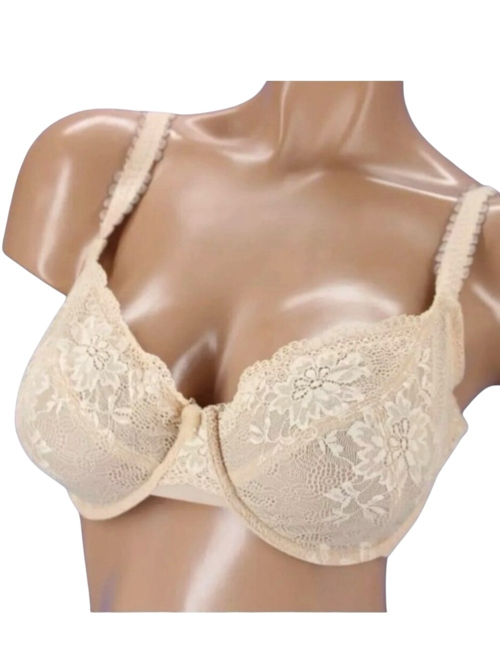 NWOT Le Mystere Nude Lace Bra 36 F Entice Contour 1979 Underwire Unpadded